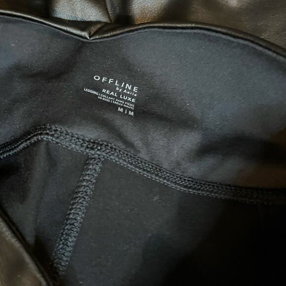 Offline by Aerie Real Luxe Faux Leather Leggings Size M Black 0708-5860 HR - Picture 4 of 5